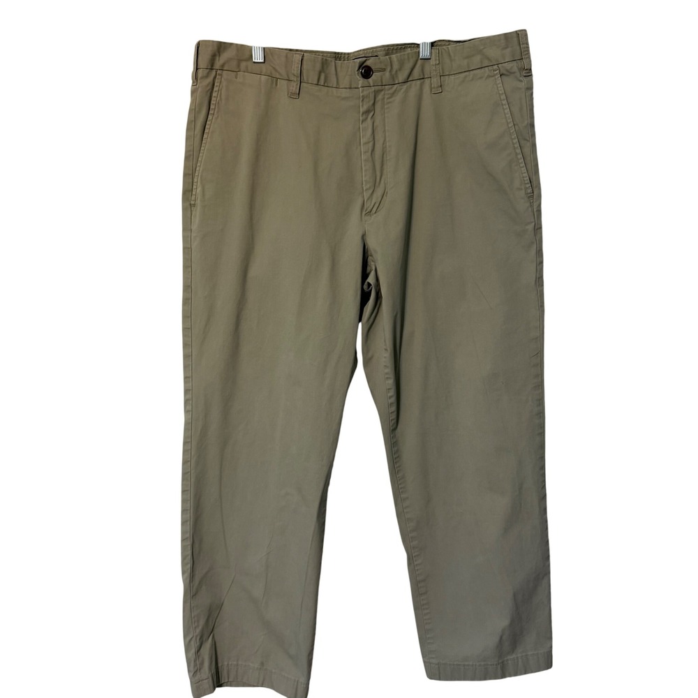 Lands' End Chino Pants Mens 37 Olive Green Traditional Fit Stretch Workwear Prep